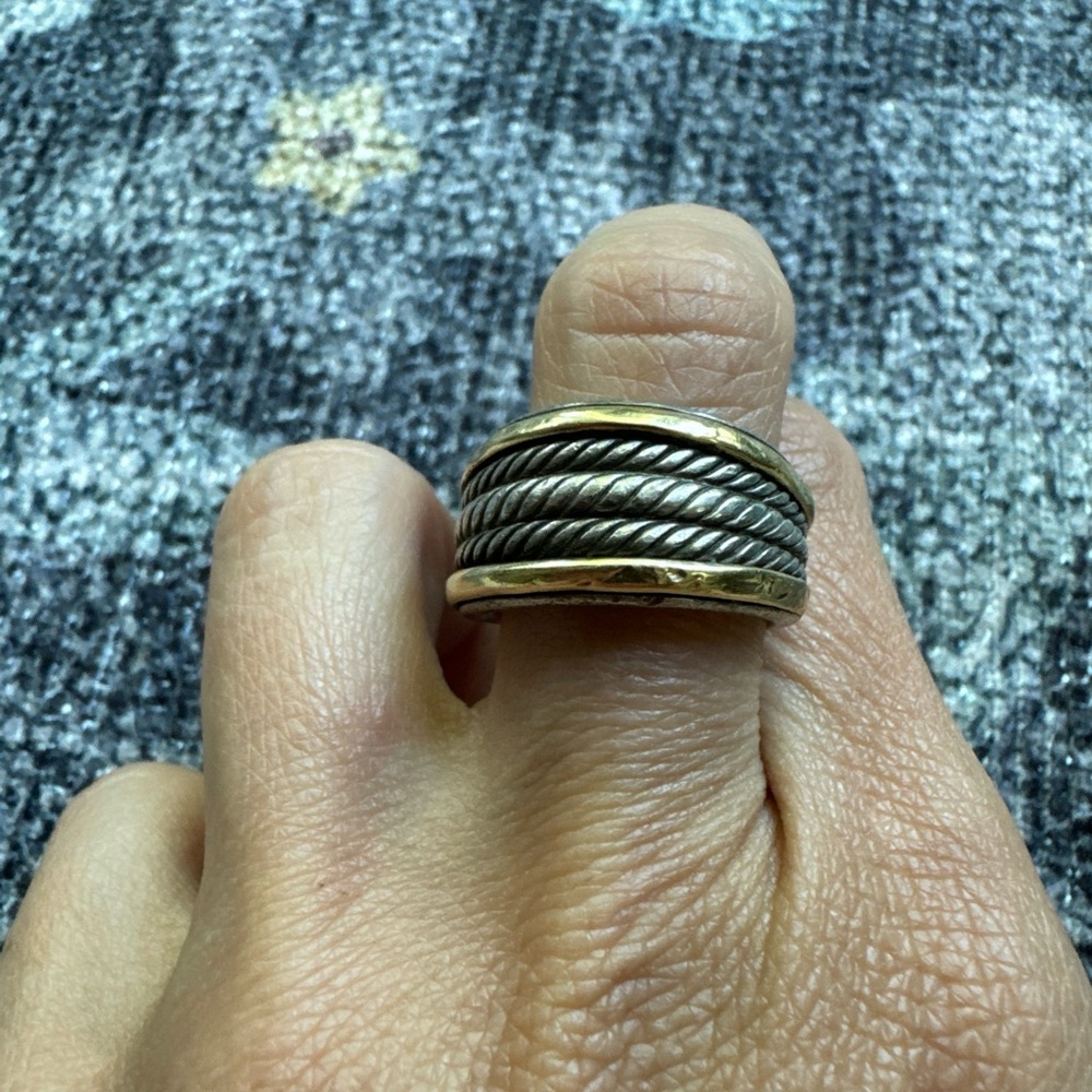 David Yurman Two-tone cable band ring size 6